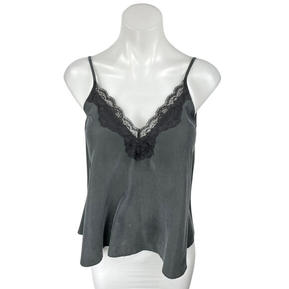 Zara Black Sleeveless Lace V-Neck Spaghetti Strap Cami Camisole Crop Tank Top XS - Picture 1 of 4